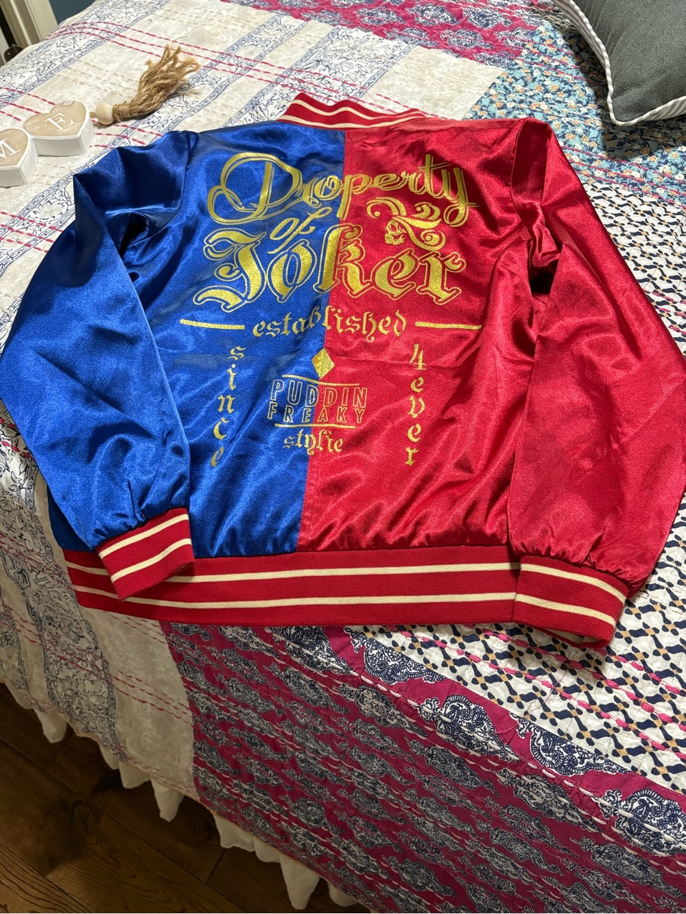 Joker Property Satin Bomber Jacket - Red & Blue